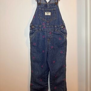 OshKosh B'gosh Blue Overalls with Pink Heart Details